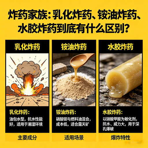 绥棱炸药家族：乳化炸药、铵油炸药、水胶炸药到底有什么区别？
